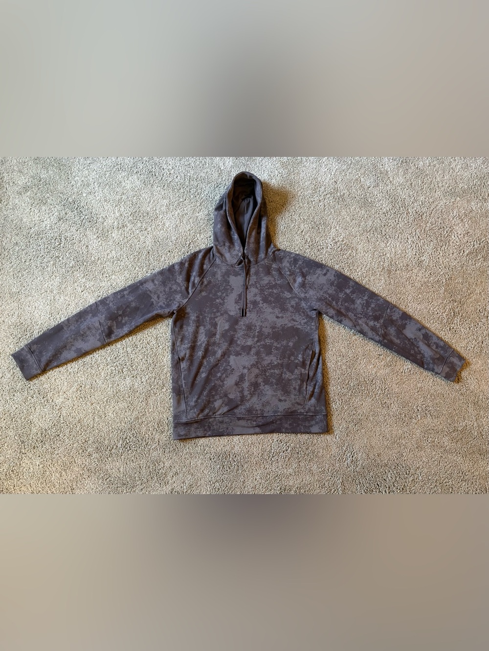 Lululemon City Sweat Pullover Hoodie  French Terry Mens Sz M Black Gray Tie Dye
